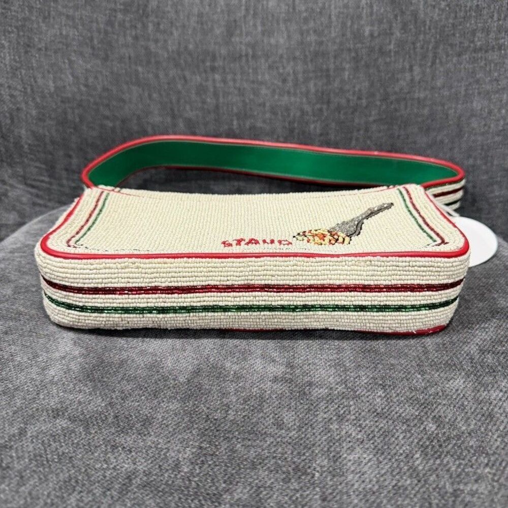 STAUD Tommy Beaded Floral Shoulder Bag Tomato - Picture 12 of 16